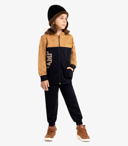 Conjunto Jaqueta Com Capuz E Calça Rovi Kids Preto