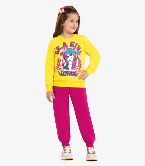 Conjunto Infantil Blusão Com Calça Rovi Kids Amarelo