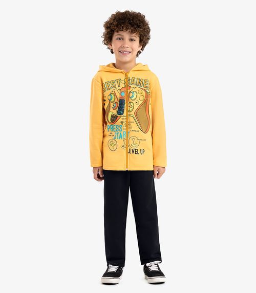 Conjunto Jaqueta Com Capuz E Calça Rovi Kids Amarelo