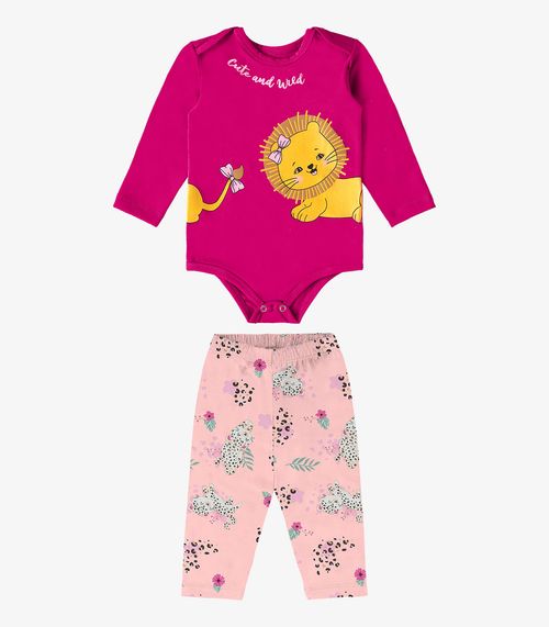 Conjunto Infantil Body Com Legging Rovi Kids Rosa