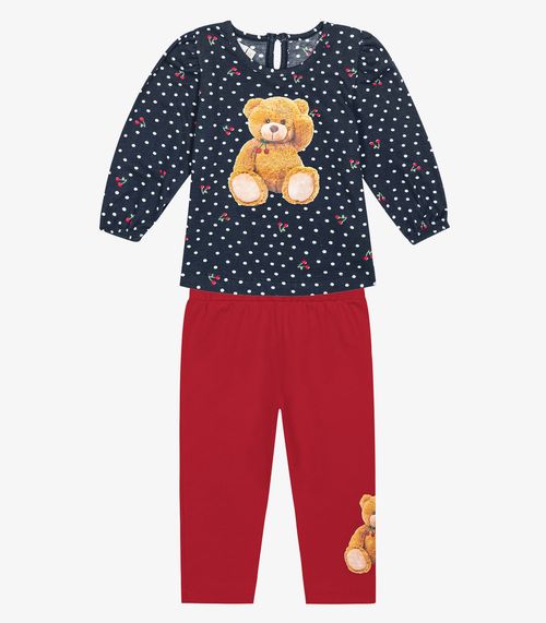 Conjunto Infantil Feminino Ursinho Trick Nick Azul