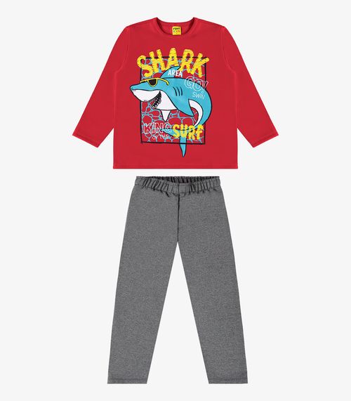 Conjunto Infantil Blusão Com Calça Shark Rovi Kids Vermelho