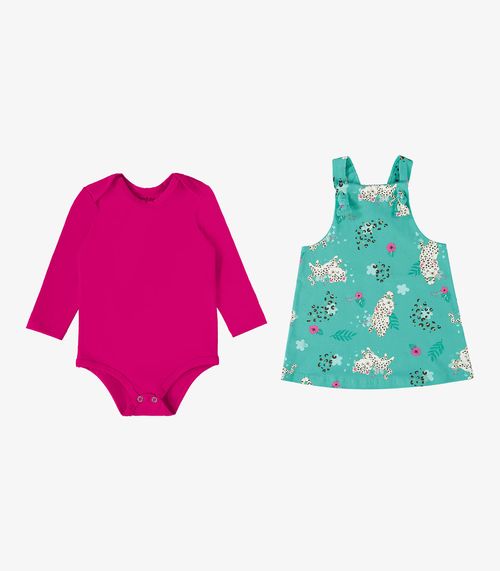 Conjunto Infantil Body Com Jardineira Rovi Kids Verde