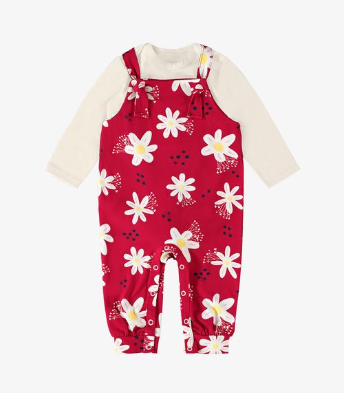 Conjunto Infantil Body Com Macacão Rovi Kids Vermelho