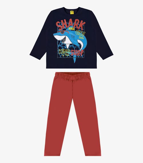 Conjunto Infantil Blusão Com Calça Shark Rovi Kids Azul