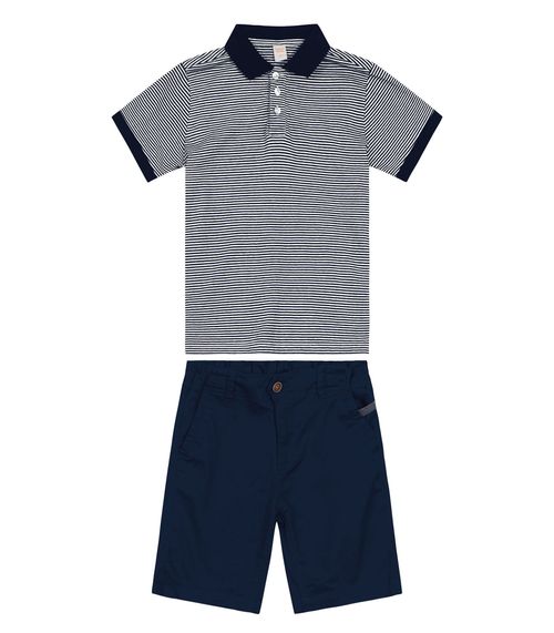 Conjunto Infantil Polo Com Bermuda Trick Nick Branco