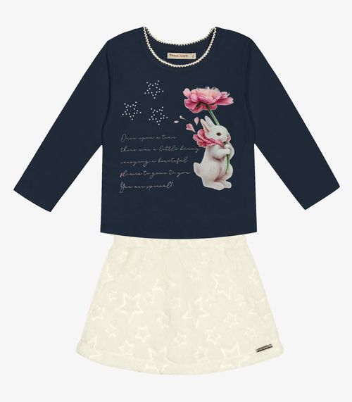 Conjunto Infantil Blusa Com Shorts Saia Trick Nick Azul