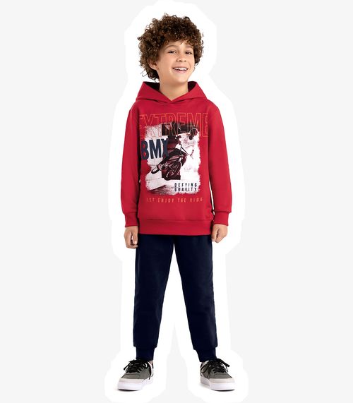 Conjunto Infantil Blusão Com Calça Rovi Kids Vermelho