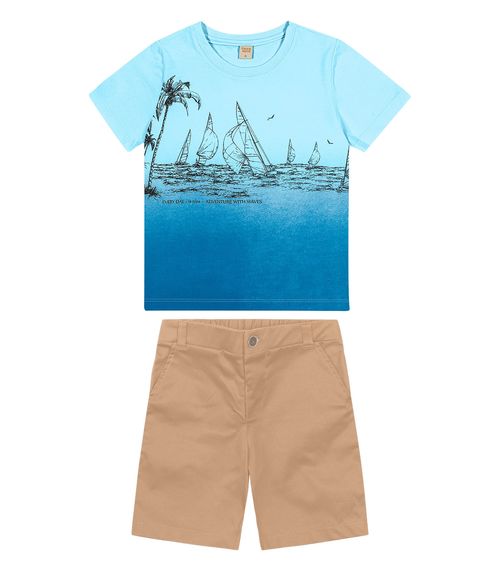 Conjunto Infantil Camiseta Com Bermuda Trick Nick Marrom