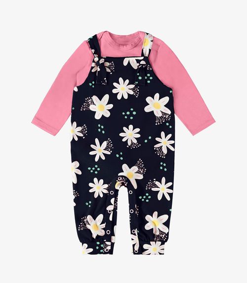 Conjunto Infantil Body Com Macacão Rovi Kids Azul