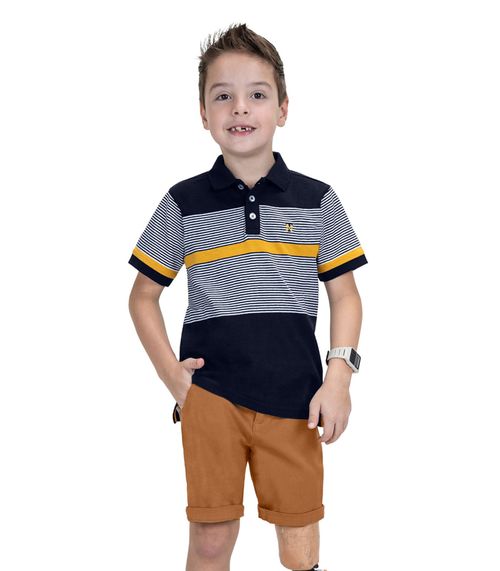 Conjunto Infantil Polo Com Bermuda Trick Nick Azul