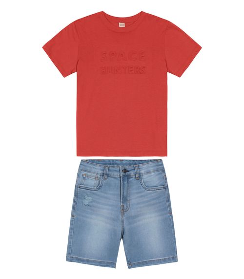 Conjunto Infantil Camiseta Com Bermuda Trick Nick Marrom