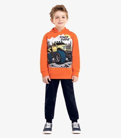 Conjunto Blusão Com Capuz E Calça Rovi Kids Laranja