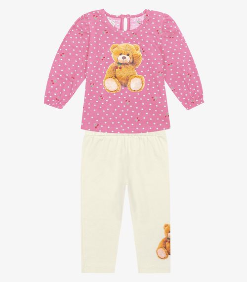 Conjunto Infantil Feminino Ursinho Trick Nick Rosa