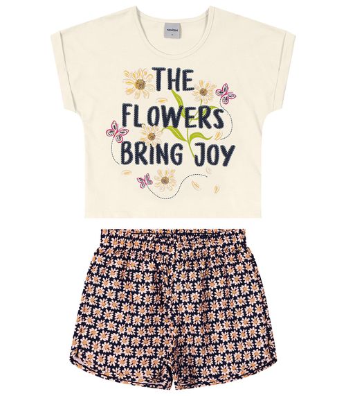 Conjunto Infantil Flowers Rovitex Kids Bege