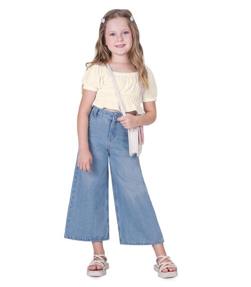 Conjunto Infantil Blusa Com Calça Jeans Trick Nick Bege