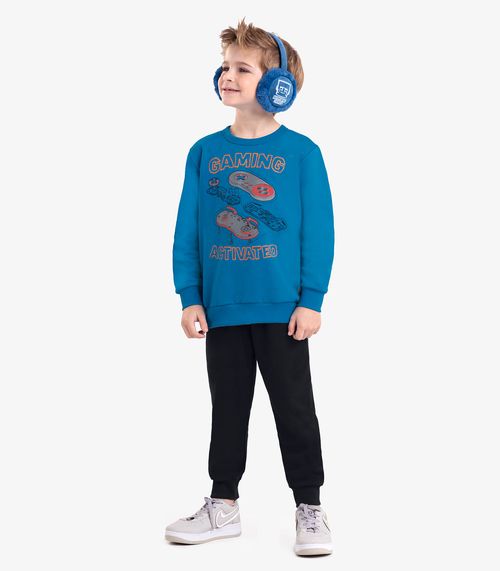 Conjunto Infantil Blusão Com Calça Gamer Rovi Kids Azul