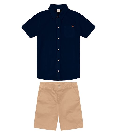 Conjunto Infantil Camisa Com Bermuda Trick Nick Azul