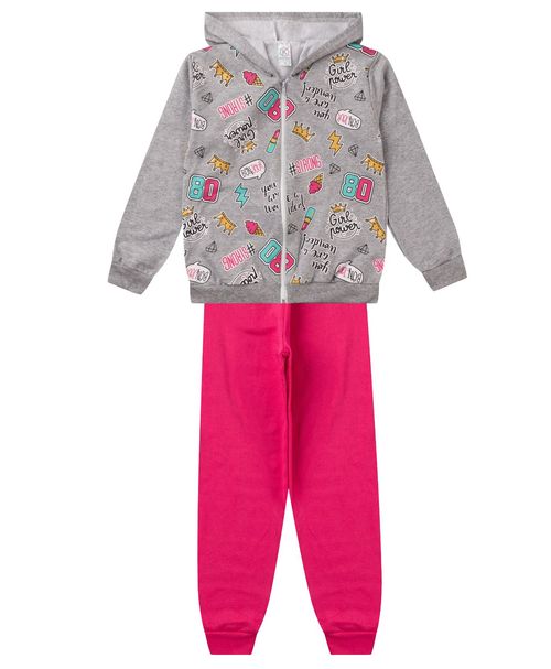 Conjunto Infantil Menina Com Jaqueta Kappes Cinza