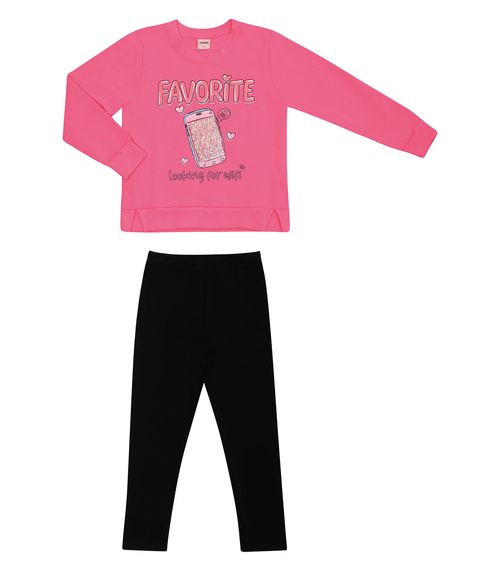 Conjunto Infantil Feminino Wifi Rovitex Kids Rosa