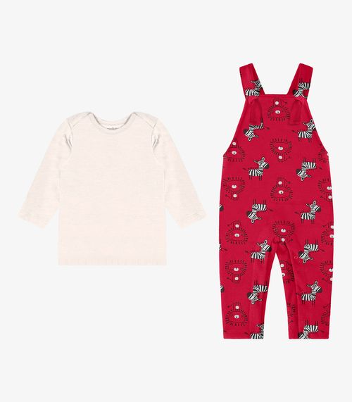 Conjunto Camiseta Com Jardineira Rovi Kids Vermelho