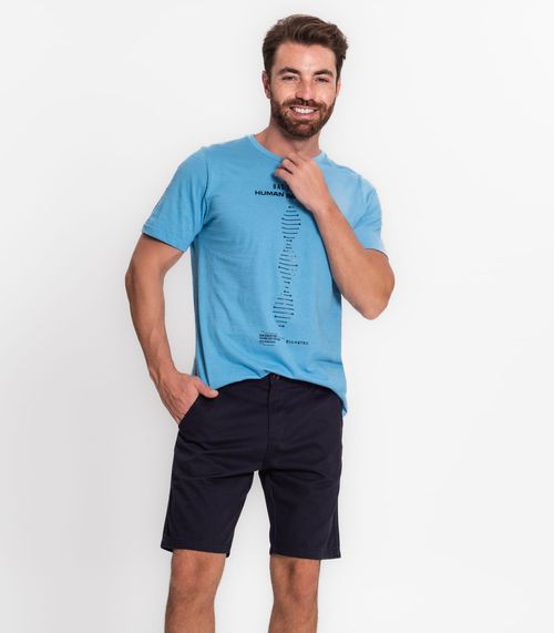 Bermuda Masculina Em Sarja Diametro Azul