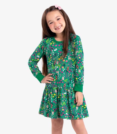 Vestido Infantil Estampado Rovi Kids Verde