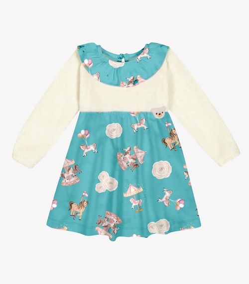 Vestido Infantil Manga Longa Trick Nick Azul