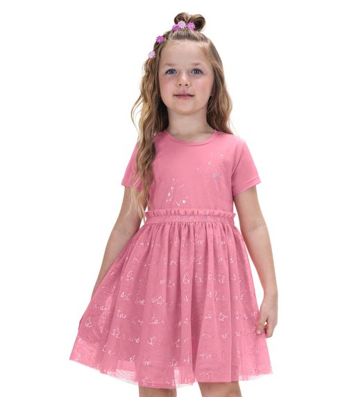 Vestido Infantil Tule Trick Nick Rosa