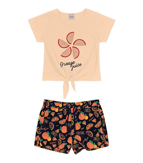 Conjunto Infantil Feminino Orange Rovitex Kids Bege