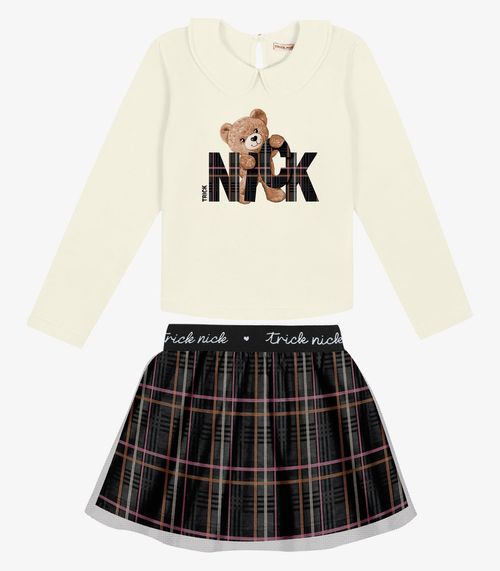 Conjunto Infantil Blusa Com Saia Trick Nick Bege