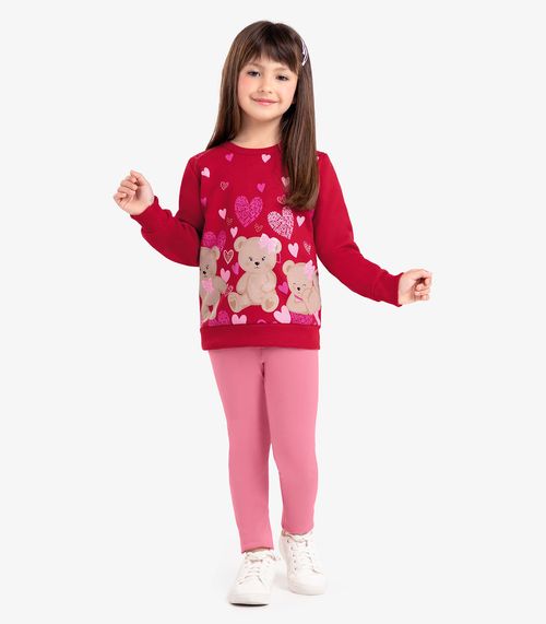 Conjunto Blusão Com Legging Ursinhos Rovi Kids Vermelho