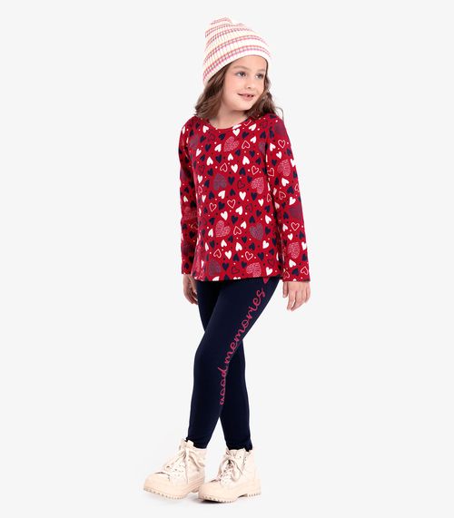 Conjunto Infantil Blusa Com Legging Rovi Kids Vermelho