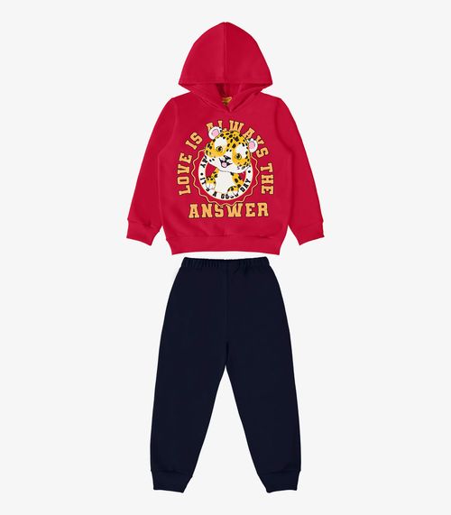 Conjunto Infantil Blusão Com Calça Rovi Kids Vermelho