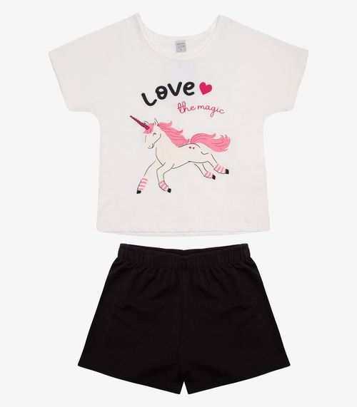 Conjunto Infantil Feminino Unicórnio Infinita Cor Bege