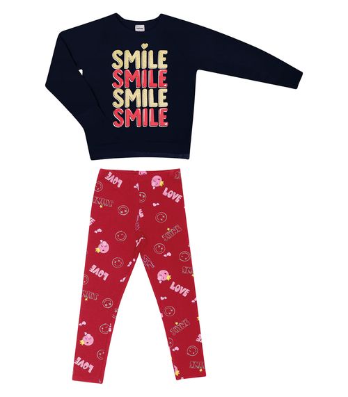 Conjunto Infantil Feminino Smile Rovitex Kids Azul