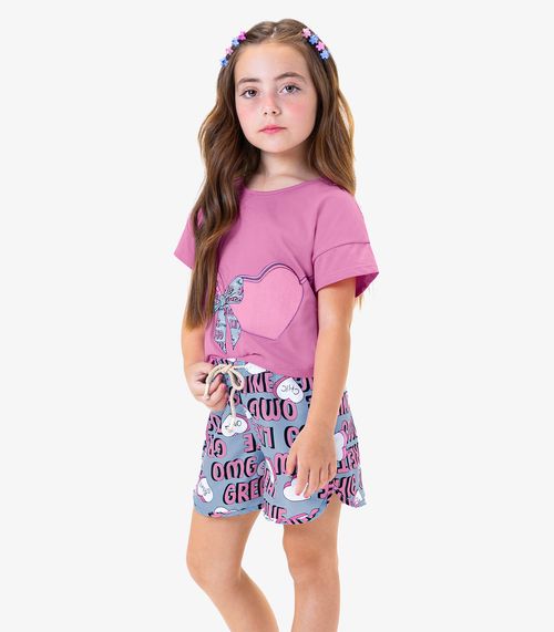 Conjunto Infantil Feminino Coração Rovitex Kids Rosa