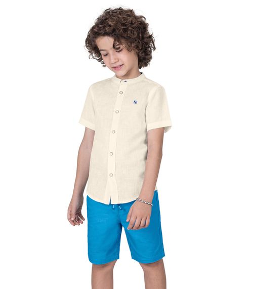 Conjunto Infantil Camisa Com Bermuda Trick Nick Bege