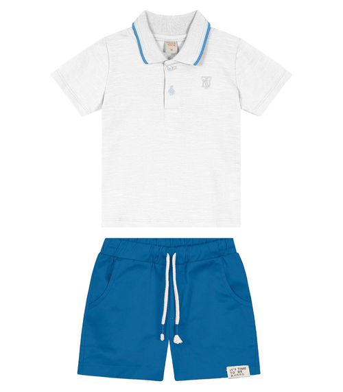 Conjunto Infantil Polo E Bermuda Trick Nick Branco