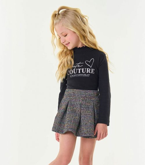 Conjunto Infantil Blusa Com Shorts Saia Trick Nick Preto