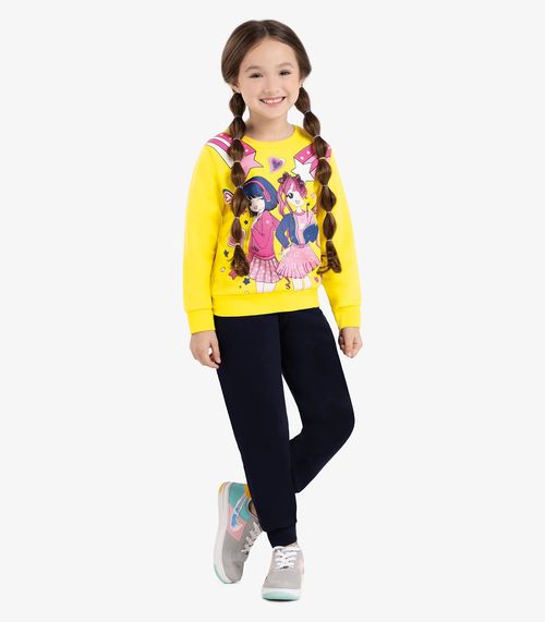 Conjunto Infantil Blusão Com Calça Rovi Kids Amarelo