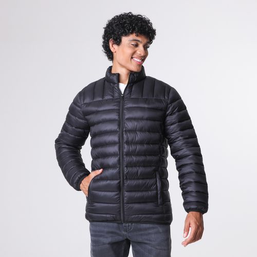 Jaqueta Manga Longa Puffer Ziper Preto - ID Jovem