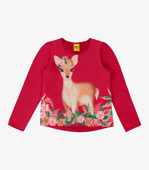 Blusa Infantil Feminina Manga Longa Rovi Kids Vermelho