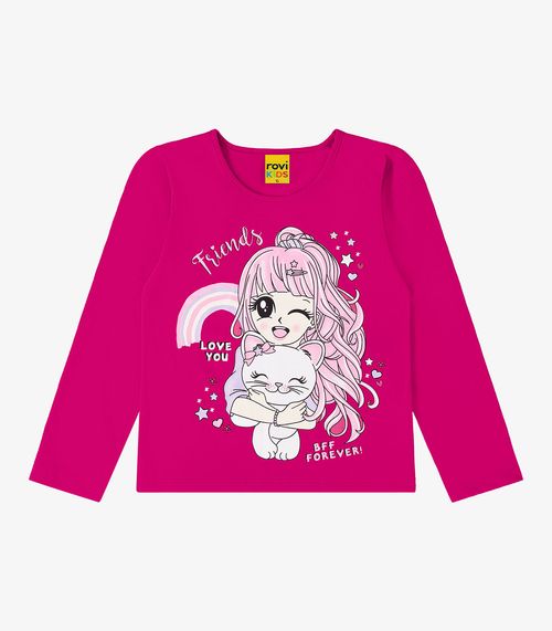 Blusa Infantil Feminina Manga Longa Rovi Kids Rosa