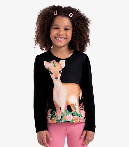 Blusa Infantil Feminina Manga Longa Rovi Kids Preto