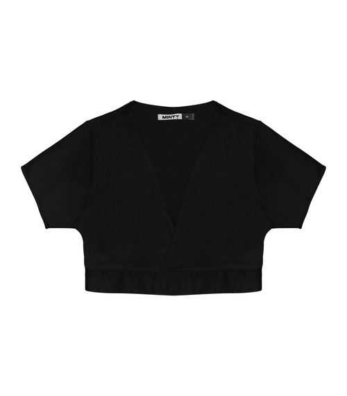 Blusa Cropped Juvenil Em Viscopoly Minty Preto