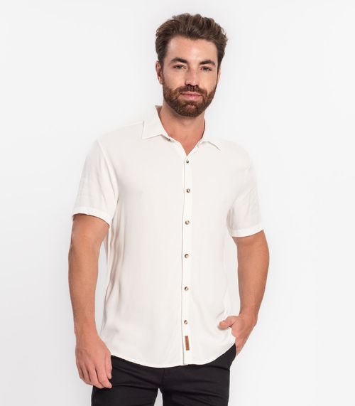 Camisa Masculina Em Viscose Dobby Diametro Bege