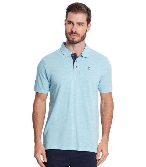 Polo Masculina Com Bolso Piquet Diametro Azul