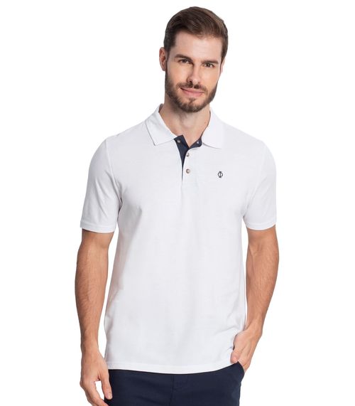 Polo Masculina Com Bolso Piquet Diametro Branco