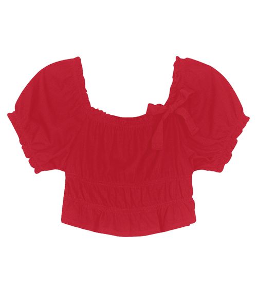 Blusa Ciganinha Cropped Infantil Trick Nick Vermelho